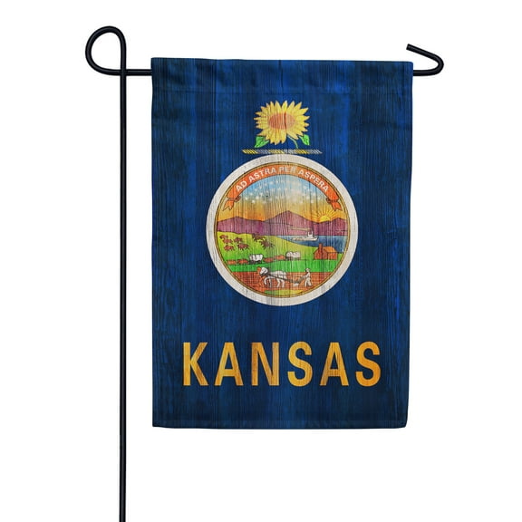 America Forever Kansas State Flag 12.5 x 18 Inch Double Sided Outdoor Yard Decorative USA Vintage Wood State of Kansas Garden Flag, Made in the USA