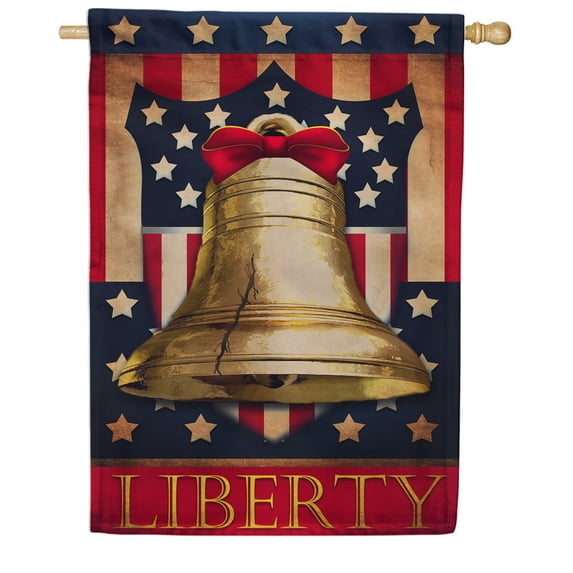 America Forever Liberty Bell House Flag - 4th of July, Memorial Day, American Independence Day Patriotic House Flag - Seasonal Yard Outdoor Decorative Double Sided Flag - 28 x 40 inch