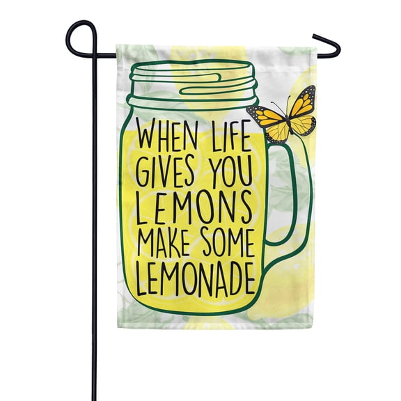 America Forever When Life Gives you Lemons Make Some Lemonade Garden Flag 12.5 x 18 inches Cool Summer Refreshing Drink Beverage Double Sided Seasonal Yard Outdoor Decorative Butterfly Garden Flag