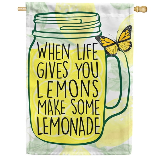 America Forever When Life Gives you Lemons Make Some Lemonade House Flag 28 x 40 inches Cool Summer Refreshing Drink Beverage Double Sided Seasonal Yard Outdoor Decorative Butterfly House Flag