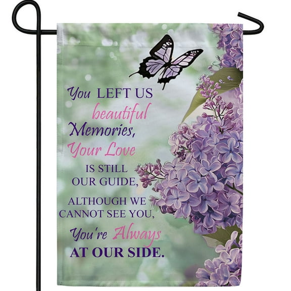 America Forever Lilac Butterfly Memorial Garden Flag, 12.5 x 18 inch Double Sided, Beautiful Memories Love Guide Spring Remembrance Sympathy Outdoor Decor