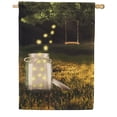 thumbnail image 1 of America Forever Mason Jar Fireflies House Flag 28 x 40 inches Summer Night Swing Spring Forest Double Sided Seasonal Yard Outdoor Decorative Magical Firefly House Flag, 1 of 5