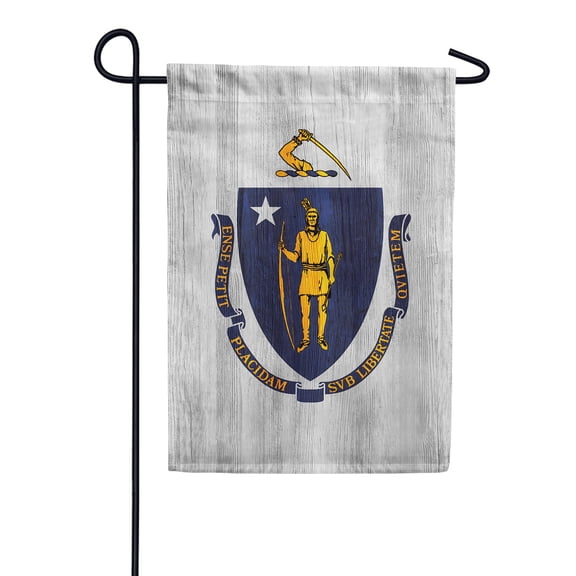 America Forever Massachusetts State Flag 12.5 x 18 Inch Double Sided Outdoor Yard Decorative USA Vintage Wood State of Massachusetts Garden Flag, Made in the USA