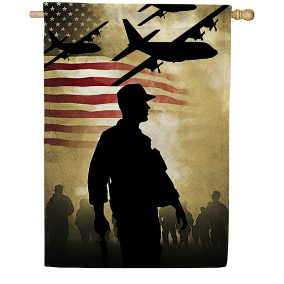 America Forever Memorial Day House Flag Thank You 28 x 40 inch Double Sided Support the Troops American Air Military Soldiers Veteran USA Independence Day 4th of July Patriotic Yard Outdoor Decor