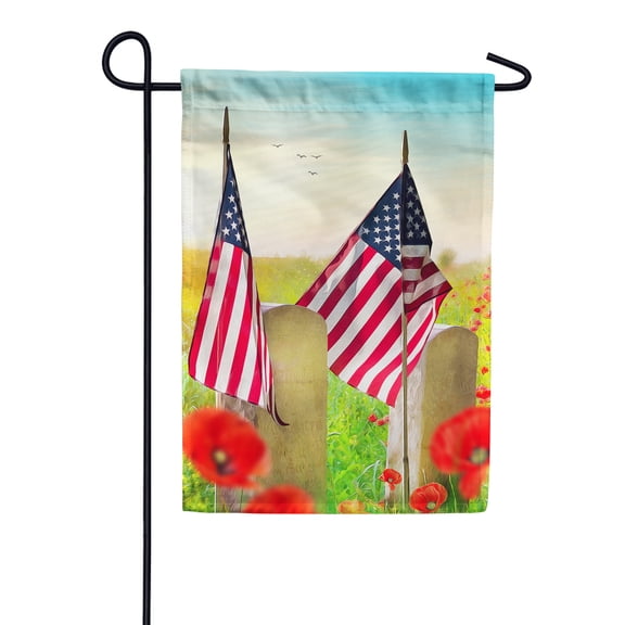 America Forever Memorial Day Patriotic Summer Garden Flag 12.5 x 18 inches Always Remember Our Heroes Red Poppies Double Sided Seasonal Yard Outdoor Decorative Independence Day Garden Flag