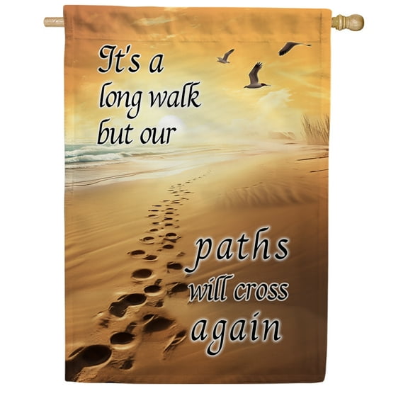 America Forever Memorial House Flag, 28 x 40 inches Double Sided, Until We Meet Again Funeral Gifts Bereavement Sympathy Decorations for Grave Outdoor Saying Cemetery Flag