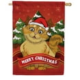 thumbnail image 1 of America Forever Merry Christmas Kitty House Flag, 28 x 40 inch Double Sided, Christmas Cat Santa Hat Decoration, Holiday Pet Decor, Outdoor Seasonal Banner, Xmas Pine Tree Winter Flag, 1 of 4