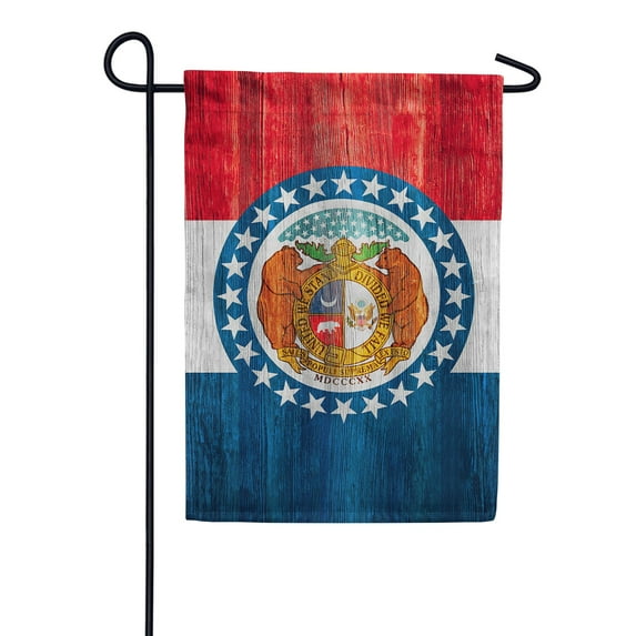 America Forever Missouri State Flag 12.5 x 18 Inch Double Sided Outdoor Yard Decorative USA Vintage Wood State of Missouri Garden Flag, Made in the USA