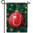 thumbnail image 1 of America Forever Monogram Christmas Garden Flag Letter U 12.5 x 18 inch Double Sided Christmas Ornament Ball Winter Farmhouse Holiday Yard Outdoor Decoration, 1 of 7