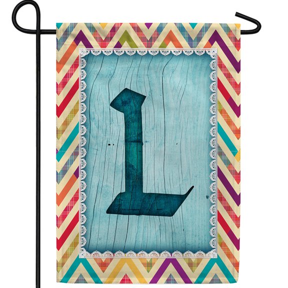 America Forever Monogram L Garden Flag, 12.5 x 18 inch Double Sided, Colorful Chevron Letter L Flag, Initial Decorative Outdoor Yard Art, Personalized Gift, Summer Spring Home Decor
