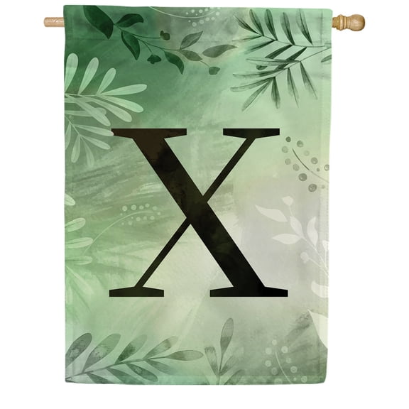 America Forever Monogram Letter X House Flag, 28 x 40 inch Double Sided, Greenery Flag, Botanical Monogram Flag, Initial Flag, Spring Summer Outdoor Decor, Yard Decoration