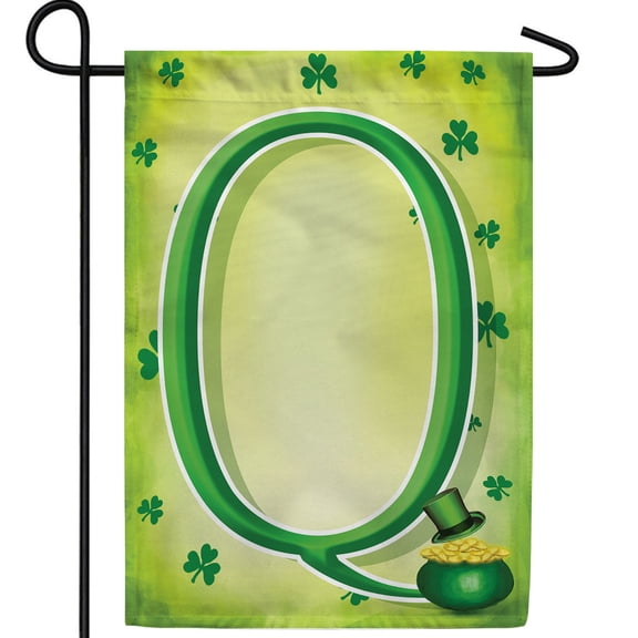 America Forever Monogram Q St. Patrick's Day Garden Flag 12.5 x 18 Inch Double Sided Yard Outdoor Decoration St. Patrick's Day Lucky Clover Shamrocks Leprechaun Pot of Gold Flag