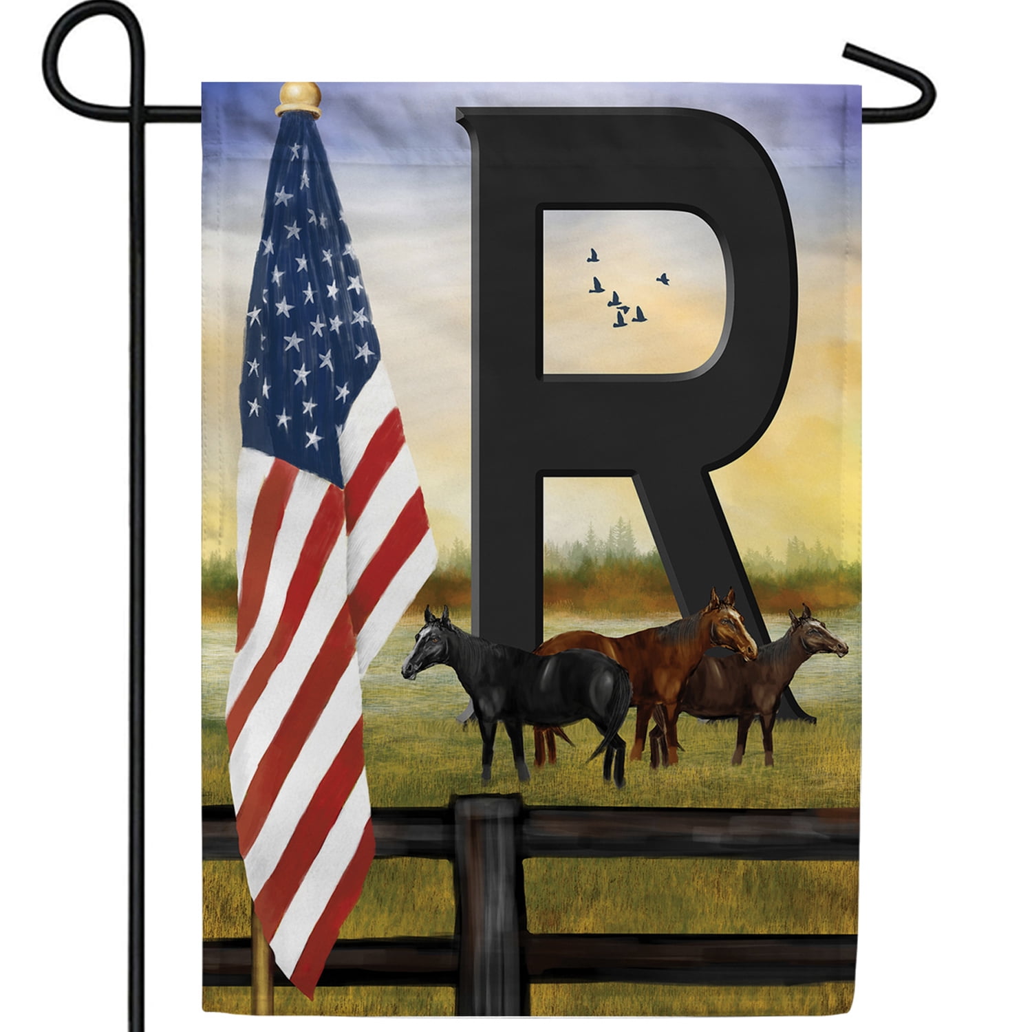America Forever Monogram R Garden Flag 12.5 x 18 inch Double Sided ...