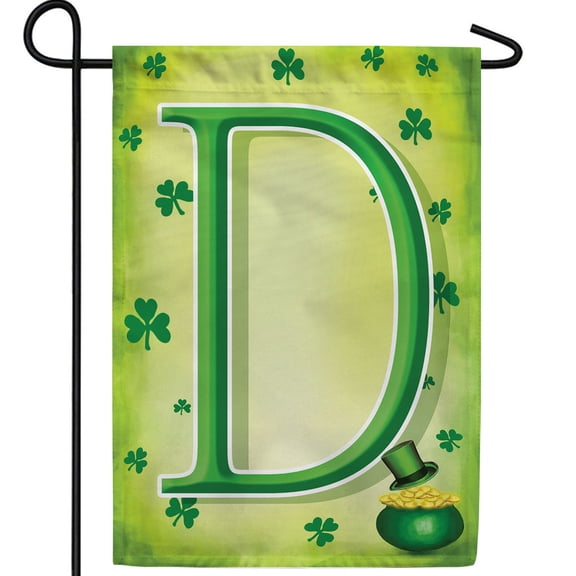 America Forever Monogram St. Patrick's Day Letter D Garden Flag 12.5 x 18 Inch Double Sided Yard Outdoor Decoration St. Patrick's Day Lucky Clover Shamrocks Leprechaun Pot of Gold Flag