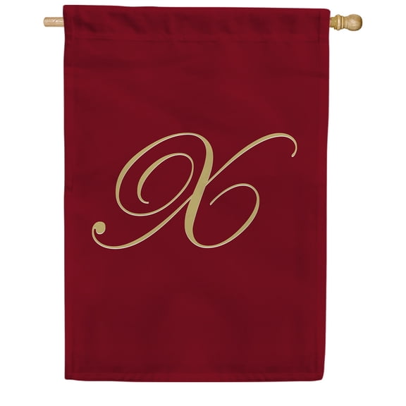 America Forever Monogram X House Flag, 28 x 40 inch Double Sided, Personalized Initial Flag, Burgundy Gold Letter Banner