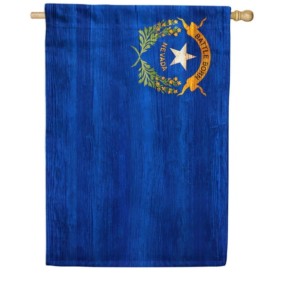 America Forever Nevada State Flag 28 x 40 Inch Double Sided Outdoor Yard Decorative USA Vintage Wood State of Nevada House Flag, Made in the USA