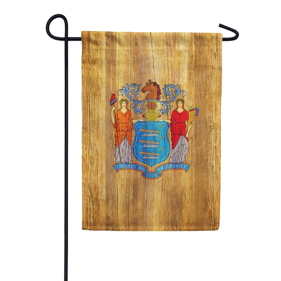 America Forever New Jersey State Flag 12.5 x 18 Inch Double Sided Outdoor Yard Decorative USA Vintage Wood State of New Jersey Garden Flag, Made in the USA