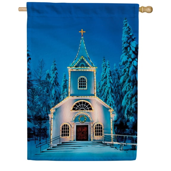America Forever O Come All Ye Faithful House Flag 28 x 40 inch Double Sided, Christmas Church Banner Country Chapel Snow Outdoor Decor, Holiday Wreath Yard Display Winter Decorations