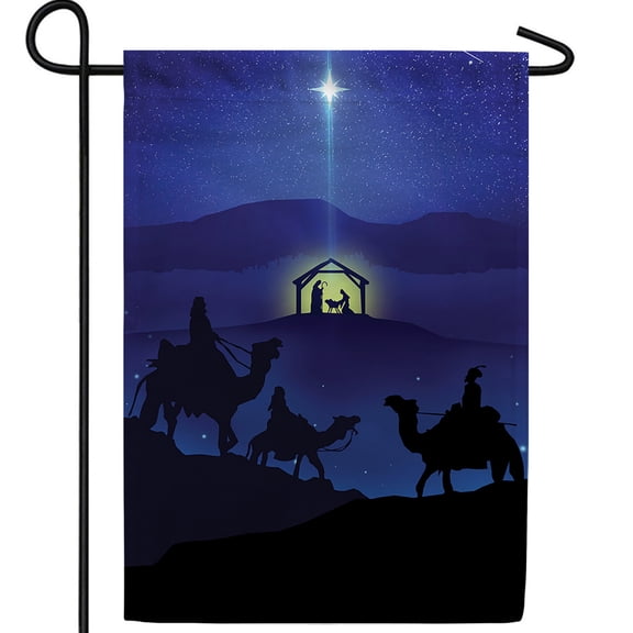 America Forever O Night Divine Nativity House Flag, 28 x 40 inch Double Sided, Three Kings Banner, Christmas Religious Outdoor Decor, Bethlehem Star Flag, Holiday Yard Decoration