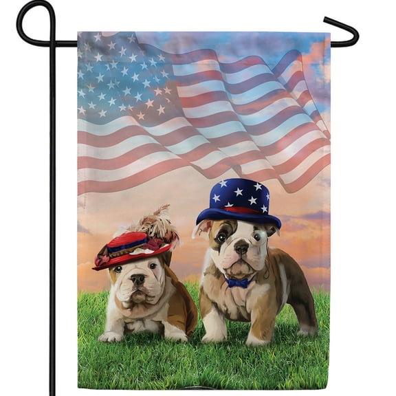 America Forever Patriotic Ma And Pa Bulldog Garden Flag 12.5 x 18 inch Double Sided 4th of July Dogs Uncle Sam American Flag Patriotic Outdoor Yard Decor