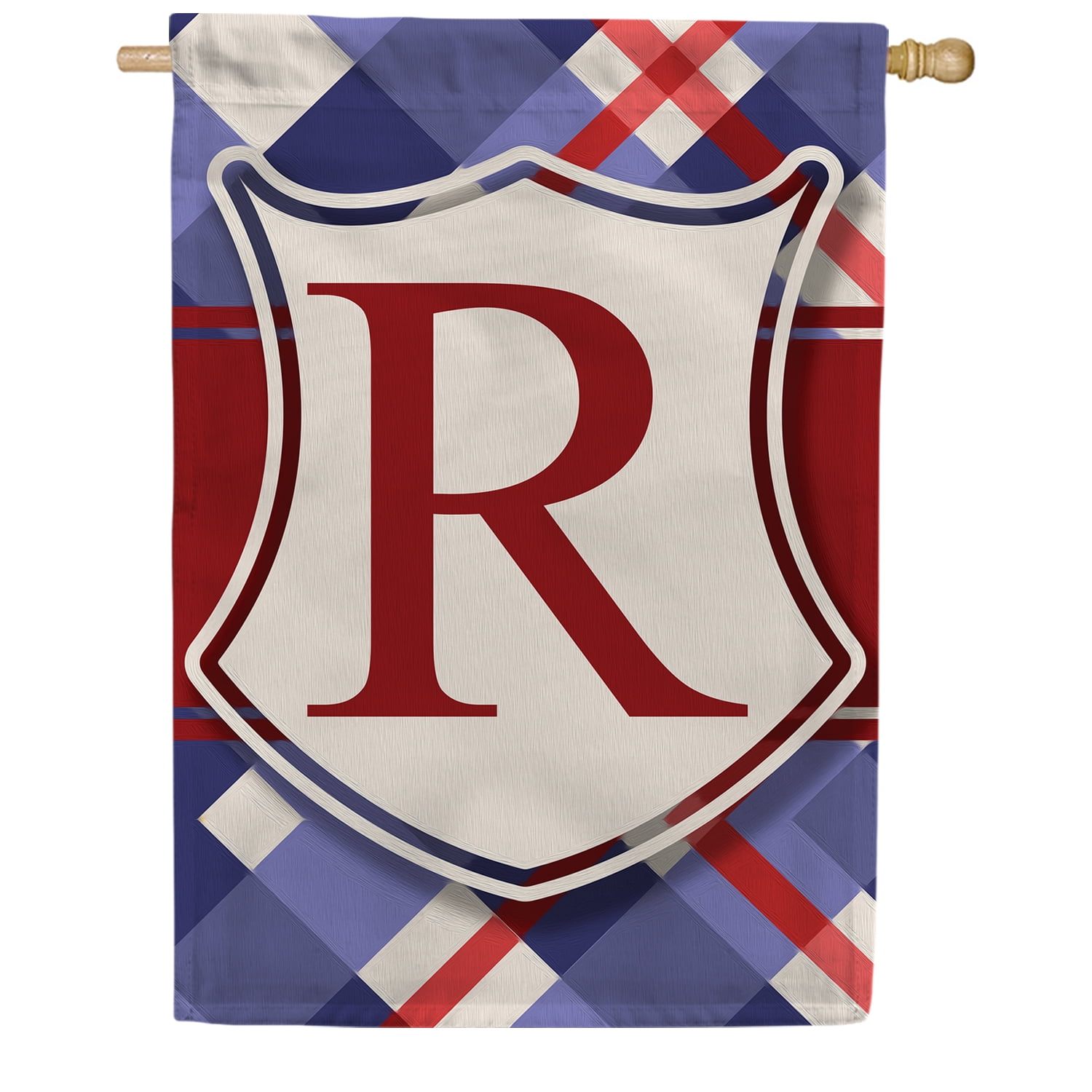 America Forever Patriotic Shield Monogram R House Flag, 28 x 40 inch ...