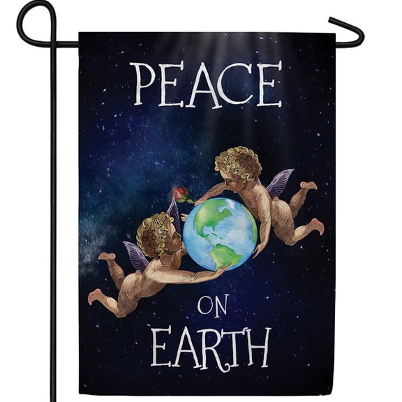 America Forever Peace On Earth Angels House Flag, 28 x 40 inch Double Sided, Angel World Banner, Holiday Serenity Outdoor Decor, Heavenly Flag, Faith Yard Decoration