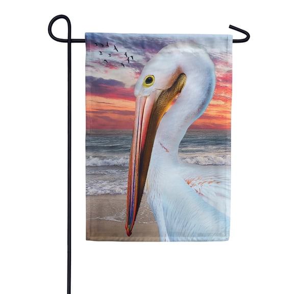 America Forever Pelican Beach Summer Garden Flag 12.5 x 18 inches Tropical Seabird Sunset Coastal Nautical Bird Double Sided Seasonal Yard Outdoor Decorative Summertime Garden Flag