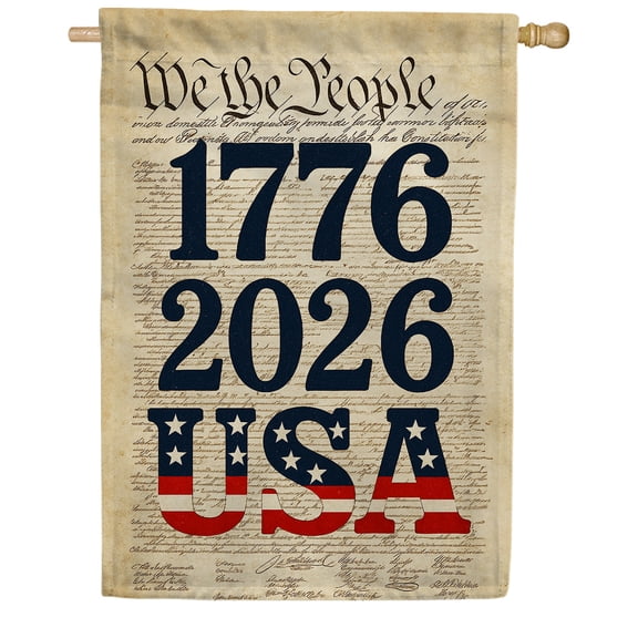 America Forever We the People House Flag, 28 x 40 inch Double Sided, 1776-2026 Constitution Flag, USA 250th Anniversary, Patriotic Historical Flag, Founding Fathers