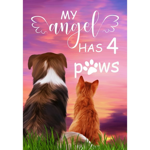 America Forever Pet Memorial Garden Flag - My Furry Angel, Lost Pet Cat Dog Bereavement Remembrance - Double Sided Seasonal Yard Outdoor Decorative Flag - 12.5" x 18"
