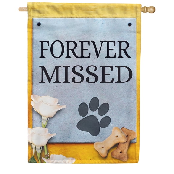 America Forever Pet Memorial House Flag - Forever Missed Paw Prints, Lost Pet Cat Dog Bereavement Remembrance - Double Sided Seasonal Yard Outdoor Decorative Flag - 28" x 40"