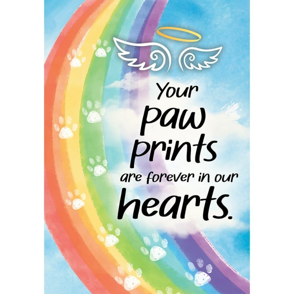 America Forever Pet Memorial House Flag - Paw Prints On My Heart, Lost Pet Cat Dog Bereavement Remembrance - Double Sided Seasonal Yard Outdoor Decorative Flag - 28" x 40"