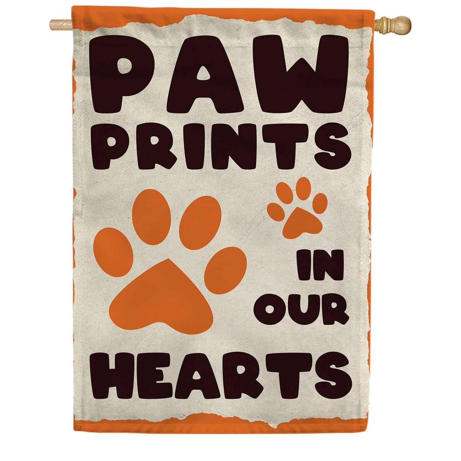 America Forever Pet Memorial House Flag - Paw Prints In Our Hearts, Cat Dog Lost Pet Memorial Bereavement Remembrance - Double Sided Seasonal Yard Outdoor Decorative Flag - 12.5" x 18"