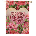 thumbnail image 1 of America Forever Pink Valentine Flowers House Flag, 28 x 40 inch Double Sided, Happy Valentine Day Heart Banner, Pink Rose Floral Love Decor, Outdoor Yard Decoration, February Holiday, 1 of 4