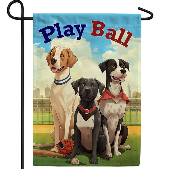 America Forever Play Ball Dogs Garden Flag Baseball 12.5 x18 inch Double Sided Ready To Play Baseball Garden Flag for Outdoor Dog Flag Yard Decoration