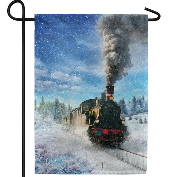 America Forever Polar Express Winter Train Garden Flag, 12.5 x 18 inch Double Sided, Snow Holiday Decor, Outdoor Yard Banner, Christmas Seasonal Decorative Flag
