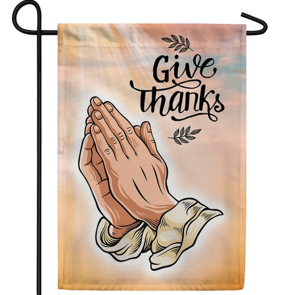 America Forever Prayer Of Thanks Garden Flag, 12.5 x 18 inch Double Sided, Give Thanks Flag, Praying Hands Design, Religious Spiritual, Thanksgiving Gratitude Yard Decor