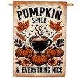 thumbnail image 1 of America Forever Pumpkin Spice Fall House Flag, 28x40 inch Double Sided, Decorative Happy Pumpkin Spice Season Welcome Autumn Yard Flags for Outdoor Patio Lawn Party Decorations, 1 of 5