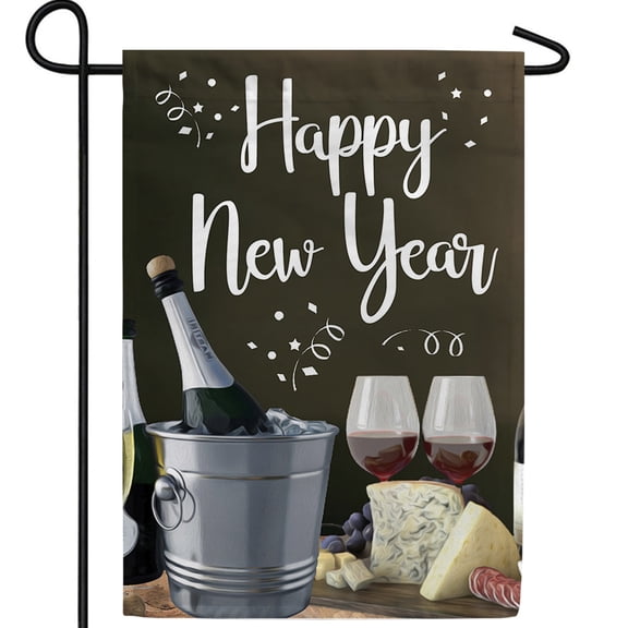America Forever Ready For Bubbly Double Sided Garden Flag, 12.5 x 18 inch, Wine Cheese Board Banner, Celebration Party Outdoor Decor, New Beginnings Yard Flag
