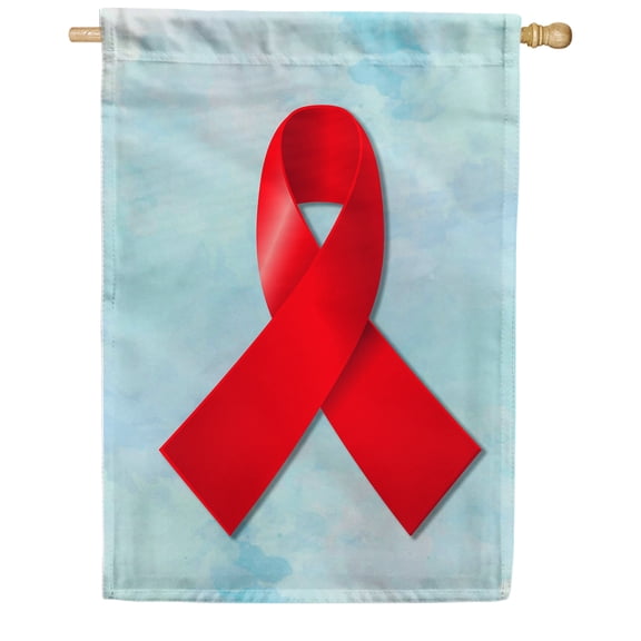 America Forever Red Ribbon House Flag, 28 x 40 inch Double Sided, Awareness Support Ribbon Cause, Health Advocacy Outdoor Yard Decorative Flag