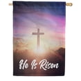 thumbnail image 1 of America Forever He is Risen Easter Day House Flag 28 x 40 inch Double Sided Cross Religious Decorative Small Spring Holiday Seasonal Easter Day Flags for Outdoor Yard Lawn Decoration, 1 of 5
