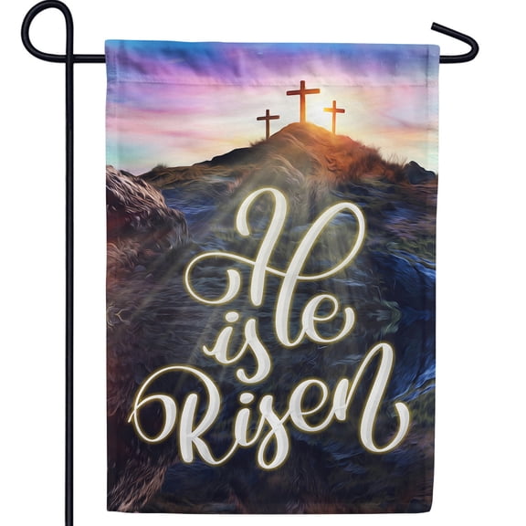 America Forever He is Risen Easter Garden Flag 12.5 x18 inch Double Sided Religious Cross Christian Celebration Small Spring Holiday Seasonal Easter Day Flags for Outdoor Yard Lawn Decoration