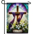 thumbnail image 1 of America Forever He is Risen Spring Easter Garden Flag, 12.5 x 18 inch Double Sided, Easter Cross and Lilies, Religious Easter Day Flag Christian Home Decor for Spring Outdoor and Outside Decoration, 1 of 5