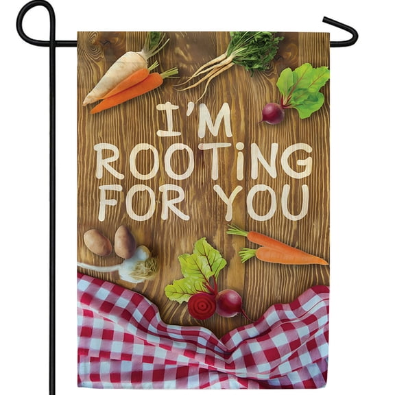 America Forever I'm Rooting For You Garden Flag, 12.5 x 18 inch Double Sided, Vegetable Pun Flag, Farmer's Market, Gardener Gift, Harvest Support Yard Decor