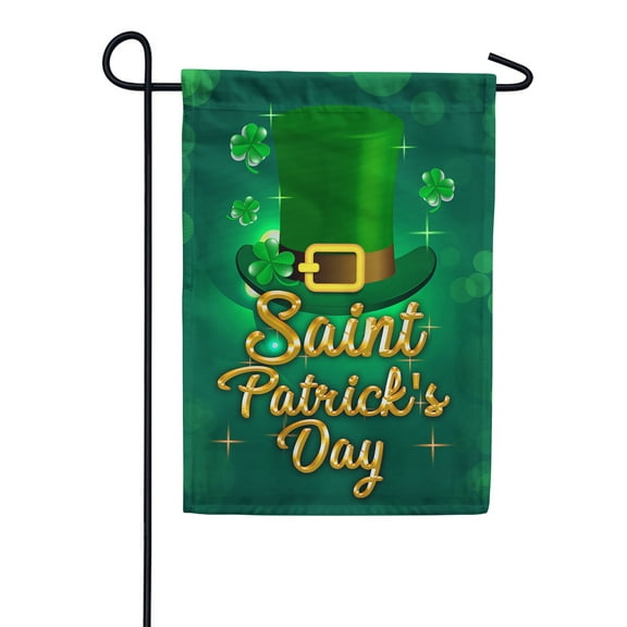 America Forever Saint Patrick's Day Garden Flag Leprechaun Hat 12.5 x 18 Inch Luck of the Irish Double Sided Outdoor Yard Lucky Clover Shamrock St Patricks Day Decorations