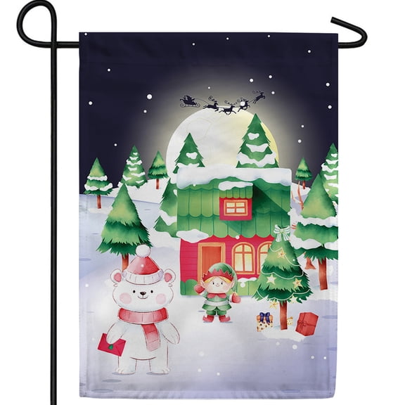 America Forever Santa Came Winter Garden Flag, 12.5 x 18 inch Double Sided, Christmas Magic Banner, Holiday Scene Outdoor Decor, North Pole Flag, Festive Yard Decoration