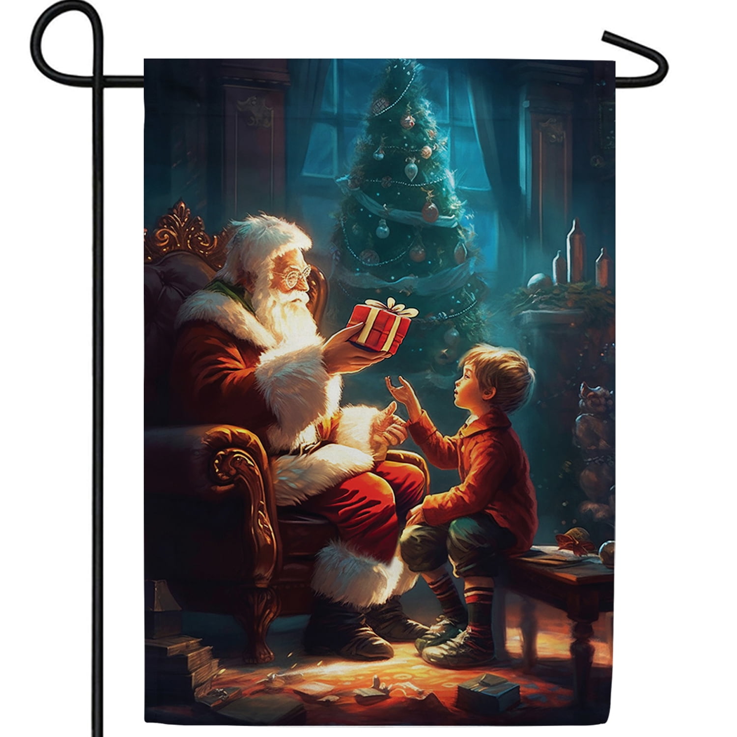America Forever Santa Gets A Gift Garden Flag, 12.5 x 18 inch Double ...