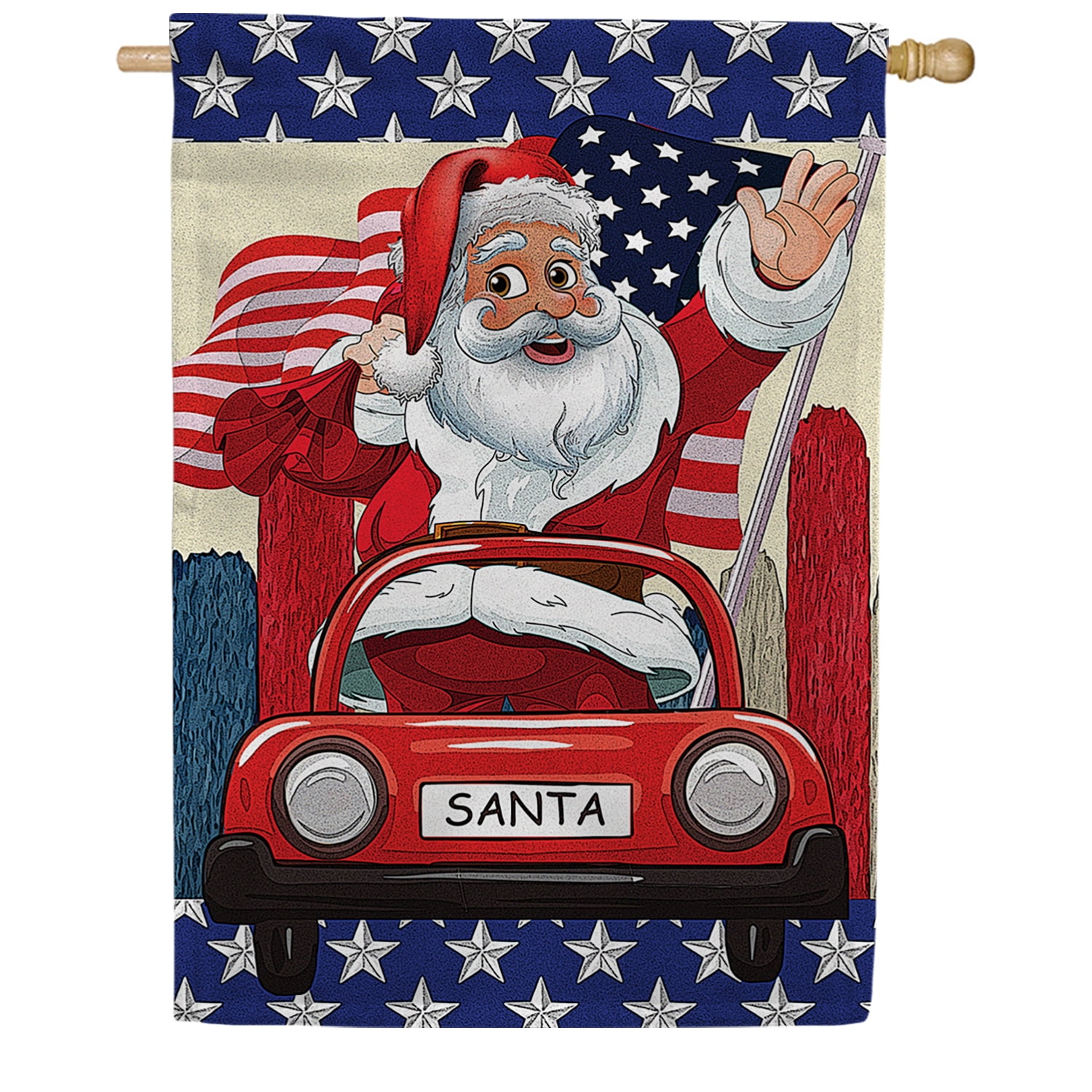 America Forever Santa's New Ride Patriotic House Flag, 28 x 40 inch ...