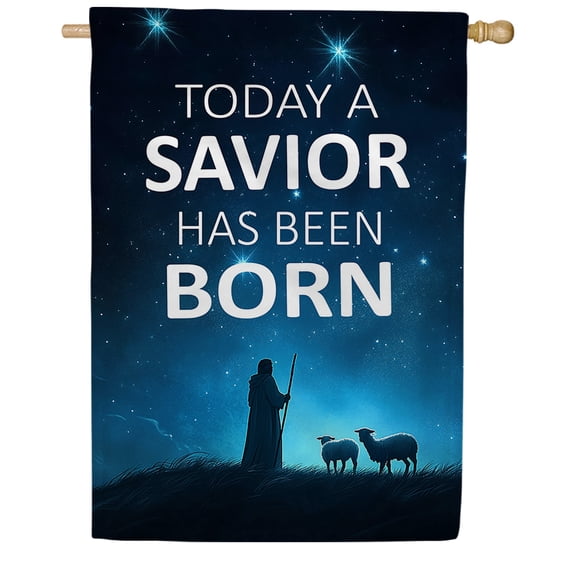 America Forever Shepherd Nativity Christmas House Flag, 28 x 40 inch Double Sided, Today Savior Born Star Bethlehem Winter Religious Holiday Outdoor Yard Decoration Banner