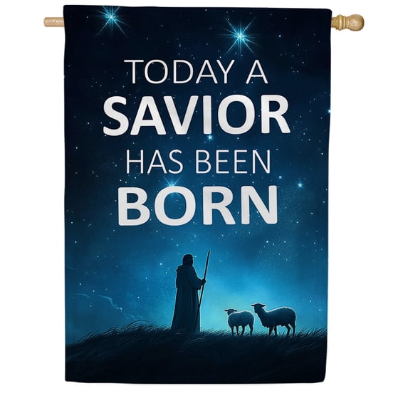 America Forever Shepherd Nativity Christmas House Flag, 28 x 40 inch Double Sided, Today Savior Born Star Bethlehem Winter Religious Holiday Outdoor Yard Decoration Banner