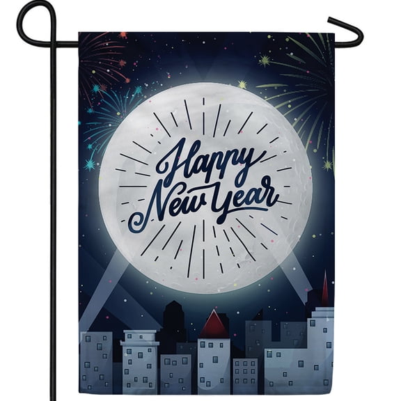 America Forever Shout From Roof Tops Double Sided Garden Flag, 12.5 x 18 inch, Full Moon Banner, City Skyline Fireworks Outdoor Decor, Festive Energy Yard Flag